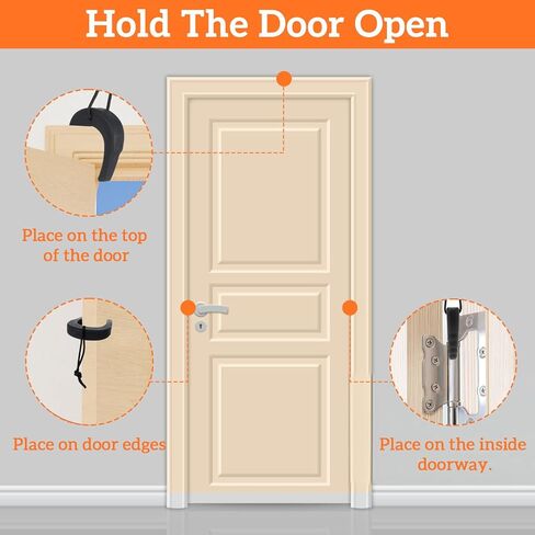 2pcs First Responder Door Stop, Emergency Door Jam with Nylon Cord Attachments Pinch Guard from Closing Edge Security Handle Stopper(Black) in Saudi Arabia