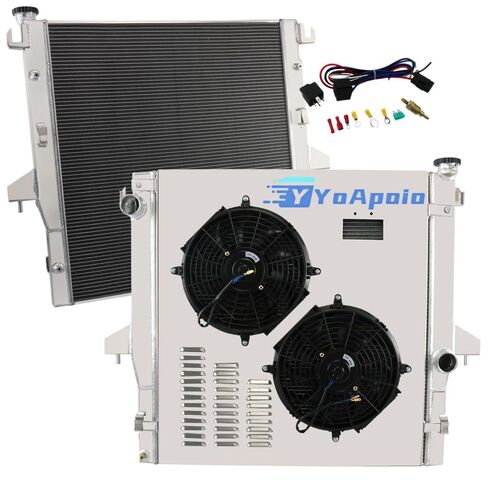 4 Row Aluminum Radiator Shroud Fan Relay for 2003-2009 2005 Dodge Ram 2500 3500 5.9 6.7L Diesel Cummins, Full Performance Aluminium Radiators, Automotive Replacement Radiator in Kuwait