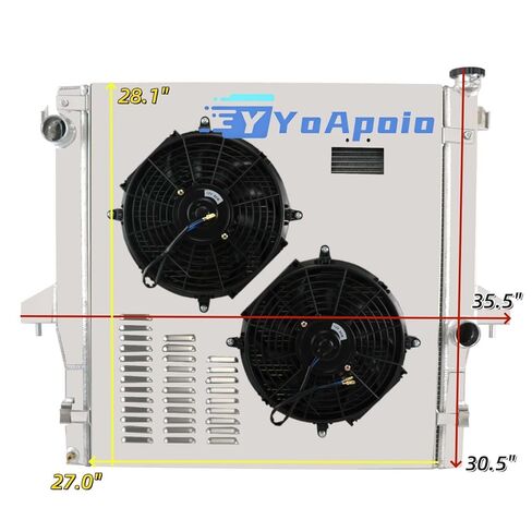 4 Row Aluminum Radiator Shroud Fan Relay for 2003-2009 2005 Dodge Ram 2500 3500 5.9 6.7L Diesel Cummins, Full Performance Aluminium Radiators, Automotive Replacement Radiator in Kuwait