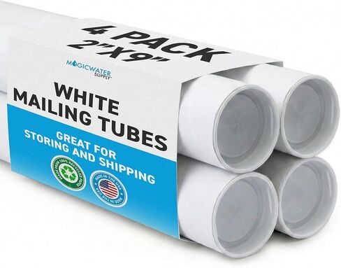 MagicWater Supply Mailing Tube 2 in x 9 in - White - 2 Pack - for Shipping and Storage of Posters, Arts, Crafts, and Documents in Kuwait