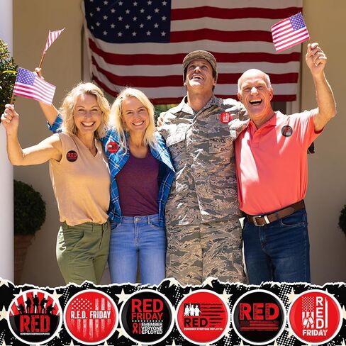 Tondiamo 60 Pcs Remember Everyone Deployed Pins Friday Iron Pin Art Badge Red Patriotic American Flag for Clothing Hats Bags Decoration 1.5" in Saudi Arabia