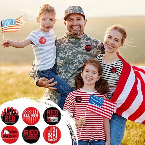 Tondiamo 60 Pcs Remember Everyone Deployed Pins Friday Iron Pin Art Badge Red Patriotic American Flag for Clothing Hats Bags Decoration 1.5" in Saudi Arabia