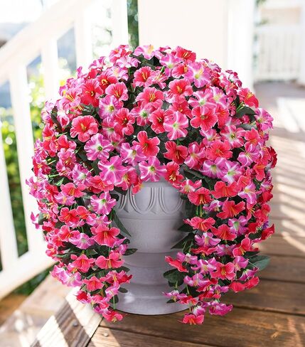 HyeFlora Artificial Flowers for Outdoors, 2pcs Faux Hanging Morning Glory Silk Fake Flowers Lifelike Artificial Plants UV Resistant Flowers for Outside Planter Patio Garden Porch Decor (White) in Kuwait