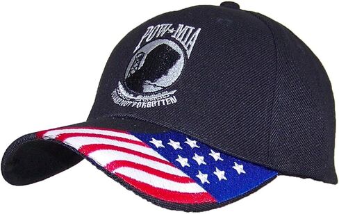 US Energy Products Y&W POW/MIA لم تُنسَ مع العلم على قبعة قابلة للتعديل، أسود، in Kuwait