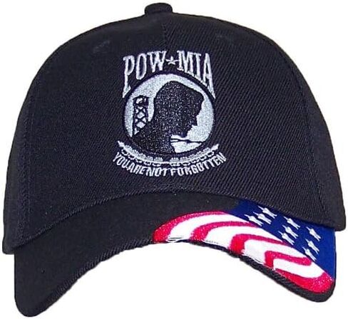 US Energy Products Y&W POW/MIA لم تُنسَ مع العلم على قبعة قابلة للتعديل، أسود، in Kuwait