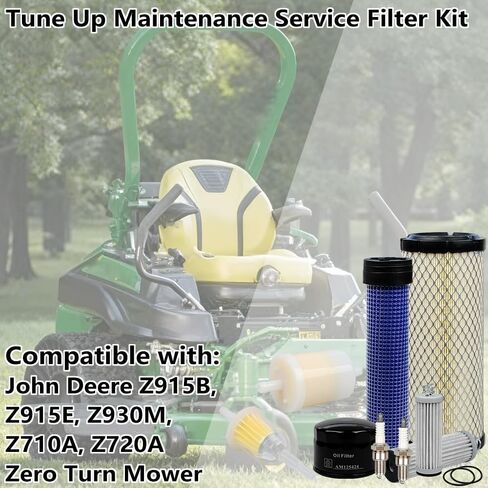 Tune Up Maintenance Service Filter Kit Suitable for John Deere Z915B Z915E Z930M Z710A Z720A Zero Turn Mower Transmission Oil Air Inline Fuel Spark Plug MIA881446 AM125424 M131802 AM116304 in Kuwait