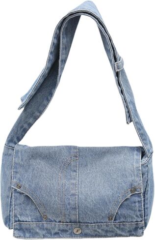 Women's Denim Shoulder Bag - Large Casual Crossbody Tote | Jean Satchel Purse in Saudi Arabia