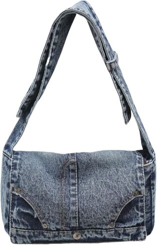 Women's Denim Shoulder Bag - Large Casual Crossbody Tote | Jean Satchel Purse in Saudi Arabia