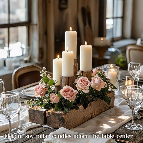 6 Pack White Soy Pillar Candles, 210 Hours Handmade Unscented Pillar Candles Natural Soybean Candle for Home, Wedding, Smokeless & Dripless, Party, Spas, Dinner-2x4in in Saudi Arabia