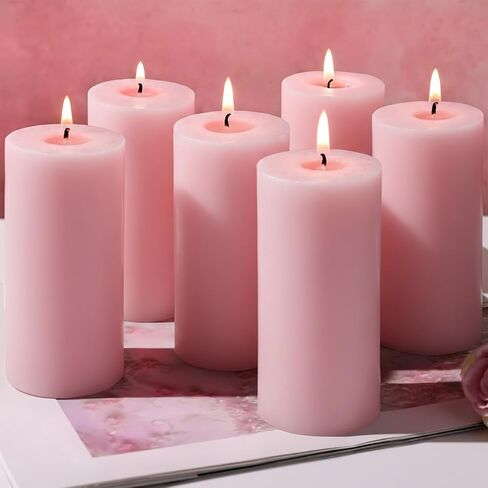 6 عبوات من شموع عمود الصويا البيضاء، شموع عمود غير معطرة مصنوعة يدويًا لمدة 210 ساعة، شمعة فول الصويا الطبيعية للمنزل، وحفلات الزفاف، بدون دخان وبدون قطرات، والحفلات، والمنتجعات الصحية، والعشاء - 2x4 بوصة in Kuwait