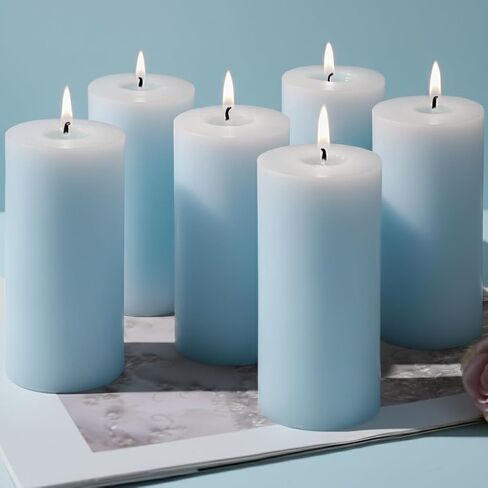 6 Pack White Soy Pillar Candles, 210 Hours Handmade Unscented Pillar Candles Natural Soybean Candle for Home, Wedding, Smokeless & Dripless, Party, Spas, Dinner-2x4in in Saudi Arabia