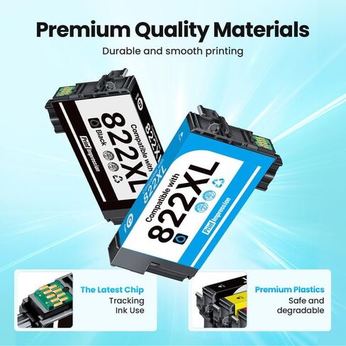 مُعاد تصنيعها لخراطيش الحبر 822XL المتوافقة مع مجموعة خراطيش الحبر Epson 822XL المستخدمة لطابعة Epson WF-3820 Workforce Pro WF-4820 WF-4830 WF-3823 WF-4834 (أسود سماوي أرجواني أصفر) in Kuwait