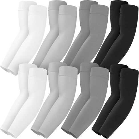 8 Pairs Soft Arm Sleeves, UV Sun Protection Cooling Compression Arm Covers for Outdoor Work, Sports, Men & Women in Saudi Arabia