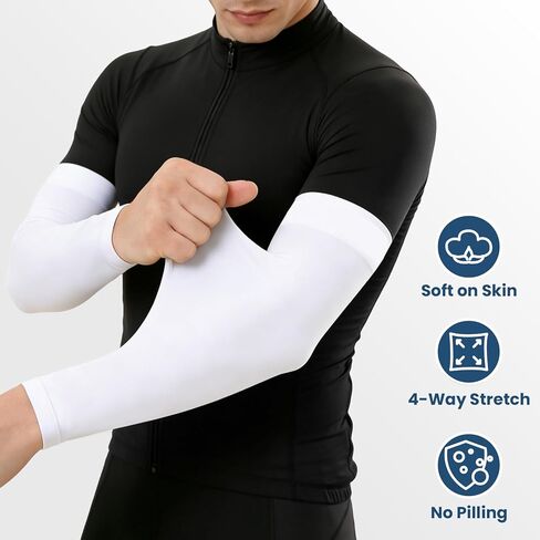 8 Pairs Soft Arm Sleeves, UV Sun Protection Cooling Compression Arm Covers for Outdoor Work, Sports, Men & Women in Saudi Arabia