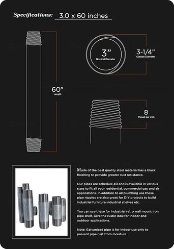 توفر Everflow PCGL2560 أنابيب مجلفنة طويلة مقطوعة مسبقًا مقاس 60 بوصة بقطر حجم اسمي 2-1/2 بوصة in Kuwait