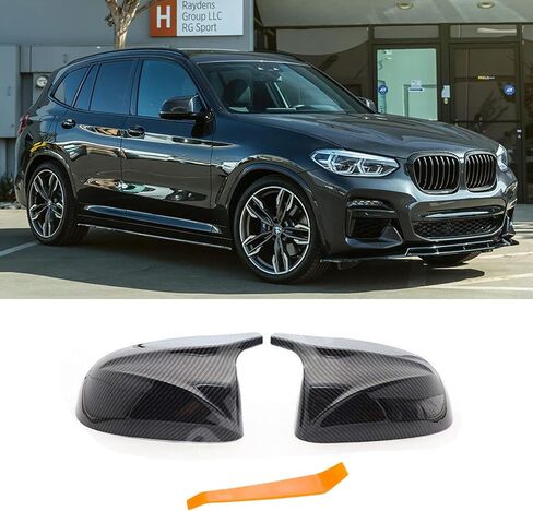 Door Mirror Cover Compatible with G01 X3 G02 X4 G05 X5 G06 X6 G07 X7 Rearview Mirror Caps Side View Mirrors Carbon Fiber Look in Saudi Arabia