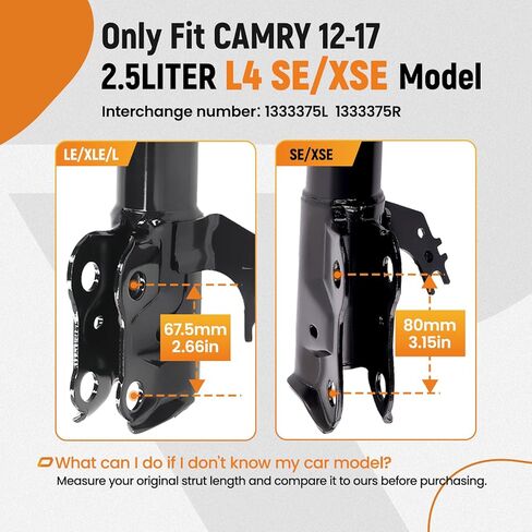 maXpeedingrods 1333375L 1333375R Front Strut for Toyota Camry 2012-2017 SE XSE 2.5L, 2Pc Shock Absorber Strut w/Coil Spring Assembly in Kuwait