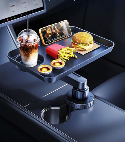 Car Cup Holder Tray, Car Food Tray Table for Car Eating Lunch, Cup Holder Expander Insert Interior, Long Road Trip Essentials Travel Patrol Accessories Drink Holder Organizer for Semi Truck Rv in Kuwait