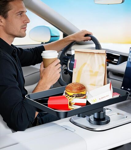 Car Cup Holder Tray, Car Food Tray Table for Car Eating Lunch, Cup Holder Expander Insert Interior, Long Road Trip Essentials Travel Patrol Accessories Drink Holder Organizer for Semi Truck Rv in Kuwait