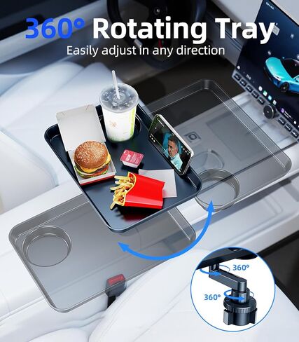 Car Cup Holder Tray, Car Food Tray Table for Car Eating Lunch, Cup Holder Expander Insert Interior, Long Road Trip Essentials Travel Patrol Accessories Drink Holder Organizer for Semi Truck Rv in Kuwait