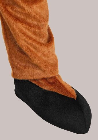 Horse Mouth Mover Mascot Costume for Adults - Jumpsuit, Mask, Mitts & Slippers with Faux Fur Details in Saudi Arabia