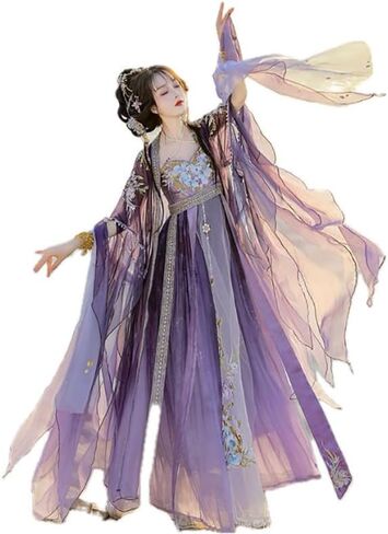 Chinese Hanfu Dress Women Cosplay Costume Traditional Tang Dynasty Purple&Yellow Embroidery Hanfu in Saudi Arabia