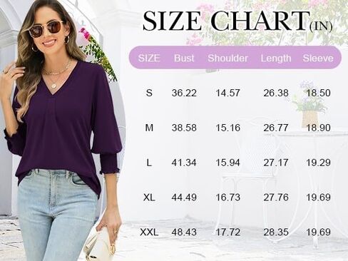Womens 3/4 Length Sleeve Tops Dressy Casual V Neck Tshirts Trendy Fall Shirts for Women Dressy Blouses Work Tops in Saudi Arabia