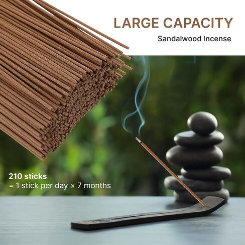 210 Sticks, Sandalwood Incense 6Inch Japanese Incense Sticks, Pure Natural Ingredients, Low Smoke Short Incenses, Pleasant Aroma Suitable for Yoga, Meditation, Spiritual Practices, Zen in Kuwait