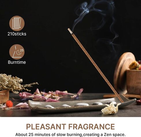 210 Sticks, Sandalwood Incense 6Inch Japanese Incense Sticks, Pure Natural Ingredients, Low Smoke Short Incenses, Pleasant Aroma Suitable for Yoga, Meditation, Spiritual Practices, Zen in Kuwait