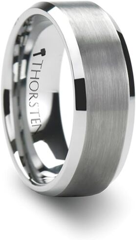 Mens Tungsten Brushed Center Flat Wedding Ring - Beveled Comfort Fit - 4mm 6mm 7mm 8mm 10mm 12mm Wide - Style name: SHEFFIELD in Saudi Arabia