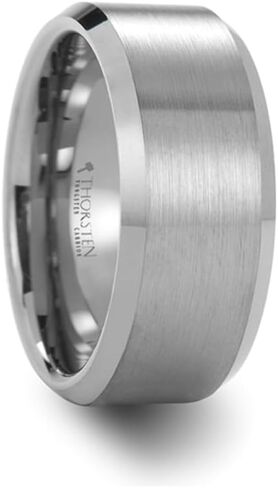 Mens Tungsten Brushed Center Flat Wedding Ring - Beveled Comfort Fit - 4mm 6mm 7mm 8mm 10mm 12mm Wide - Style name: SHEFFIELD in Saudi Arabia