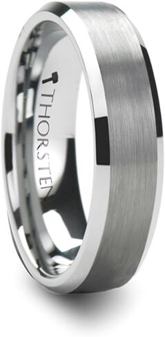 Mens Tungsten Brushed Center Flat Wedding Ring - Beveled Comfort Fit - 4mm 6mm 7mm 8mm 10mm 12mm Wide - Style name: SHEFFIELD in Saudi Arabia