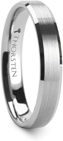 Mens Tungsten Brushed Center Flat Wedding Ring - Beveled Comfort Fit - 4mm 6mm 7mm 8mm 10mm 12mm Wide - Style name: SHEFFIELD in Saudi Arabia