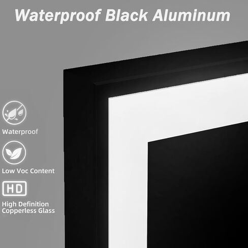 مرآة حمام LED بطول 91.44 سم × عرض 152.4 سم مع أضواء، مرآة زينة للحمام مؤطرة قابلة للتعتيم، مضادة للضباب، بإضاءة خلفية وأمامية، مرآة مضاءة قابلة للتعتيم بدون خطوات، مرآة زينة مضاءة للجدار in Kuwait