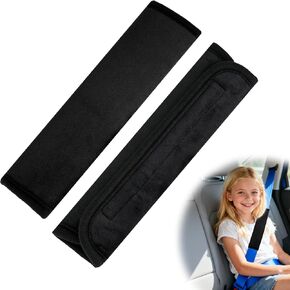أغطية وسادة كتف لحزام الأمان من القطيفة لسيارة الدفع الرباعي والشاحنة والطائرة وسادة من الفرو الصناعي الناعم مع شريط فيلكرو مضاد للانزلاق قابل للغسل في الغسالة، عبوة من قطعتين باللون الأسود in Kuwait