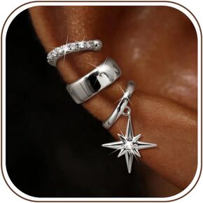 Sanfenly Ear Cuff Earrings for Women Non Piercing 14K Gold Plated Ear Cuffs for Non Pierced Ears Hypoallergenic Cute Dainty Clip on Earrings Cartilage Earring Adjustable Fake Piercings in Kuwait