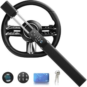 eRapta قفل عجلة القيادة الذكي، بصمة الإصبع ولوحة المفاتيح الرقمية قفل أمان السيارة ضد السرقة مع إنذار مزدوج، طول قابل للتعديل لعجلات القيادة ذات الشكل القياسي العالمي، وشملت قواطع النوافذ in Kuwait