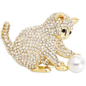 بروش قطة لطيف، دبوس قطة، دبابيس لطيفة، بروش لؤلؤي من حجر الراين، إكسسوار مثالي للحفلات والمناسبات الخاصة in Kuwait