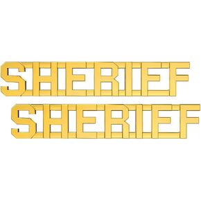 SHERIFF Pin - Pair of gold colored "SHERIFF" pins designed to be worn as collar brass/insignia on a uniform. in Kuwait
