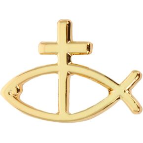3 Christian Fish & Cross Lapel Pin (Set of 3) Jesus Fish Gold by Sterling Gifts in Kuwait