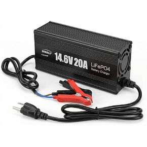 شاحن بطارية LiFePO4 12 فولت، شاحن بطارية ليثيوم 14.6 فولت 20 أمبير ذكي أوتوماتيكي مع شهادة UL/CE/FCC/ROHS، حماية من الشحن الزائد للسيارة، RV، القارب، الدراجة النارية in Kuwait