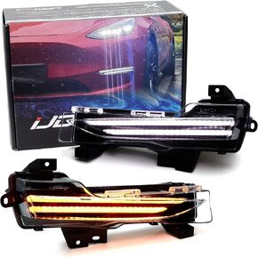 مجموعة إضاءة الضباب/القيادة DRL من iJDMTOY - إشارة الانعطاف LED المتسلسلة، متوافقة مع موديل 2017-23 Tesla Model 3، 2020+ Model Y (ضباب أبيض/DRL، وميض كهرماني) in Kuwait