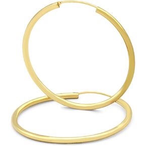 BEBERLINI Plain Hoop Earrings 14K Gold Filled Large Hip Hop Hoops Fashion Ear Jewelry Women 2 mm Thick in Kuwait