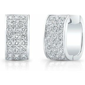 3Ct Round Cut Diamond 3 Row Cluster Huggies Earrings Gift for Women Sterling Silver with 14K White Gold Plated in Saudi Arabia