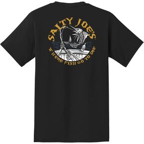 SALTY JOES Men's Rum n' Bones Logo Cotton Pocket Tee-Tall-2XLT-Black/c in Kuwait