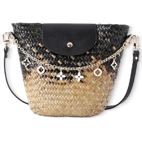 Women's Natural Straw Crossbody Bag Shoulder Bag Tote Handbag hobobag Purse Bag with Chain for Travel, Shopping, Camping, Beach Vacations in Saudi Arabia