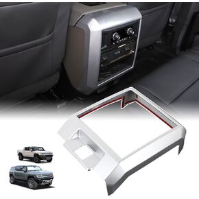 غطاء فتحة تهوية تكييف الهواء الخلفي لملحقات بيك اب Hummer EV SUV، مسند ذراع وحدة التحكم المركزية الخلفية، غطاء فتحة تهوية تكييف الهواء، واقي مضاد للركلة بفتحة تيار متردد لعام 2022-2024 2025 2026 (نمط ألياف الكربون) in Kuwait