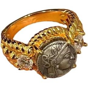 DYFUHO أسطورة الآلهة أثينا عملة الدائري، الأسطورة اليونانية الآلهة داينتي مكعب زركونيا الدائري، حلقة مفتوحة in Kuwait