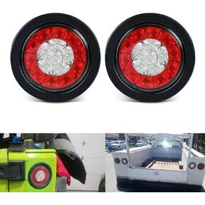 2PCS 4" Round LED Trailer Tail Lights 16LED with Rubber Grommet Sealed Waterproof IP67,Brake Stop Running Reverse Signal Lamps for RV Trailer Trucks Van in Kuwait