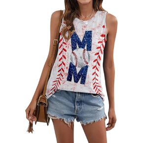 ALLTB Baseball Mom Tank Tops for Women Baseball Graphic Tanks Summer Sleeveless Softball Mom Tee Shirts in Kuwait